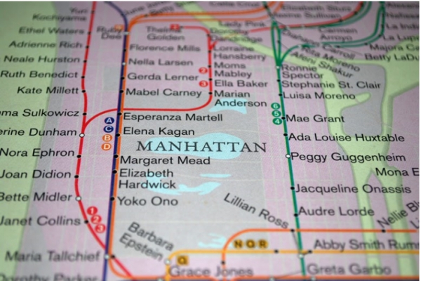 여성과 논바이너리, 여성그룹의 이름을 붙인 뉴욕 지하철노선도(WOW의 구글 문서 캡처)