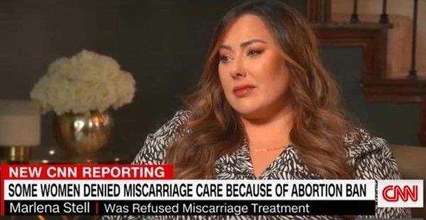유산을 하고도 반낙태법으로 인해 치료를 제 때 받지 못했던 말레나 스텔(CNN 방송화면 캡처)